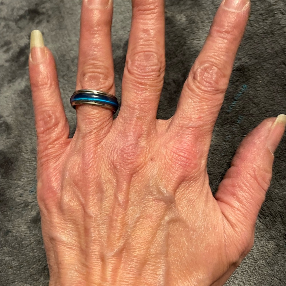 Ring Plated Metal Blue Ribbon